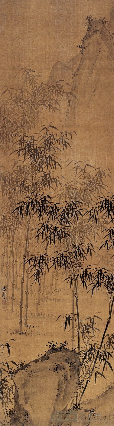 诸升 幽谷清风图 设色绢本 立轴 168.5×47cm