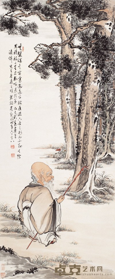 吴观岱 寿星图 设色纸本 立轴 139.5×57.5cm