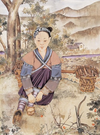 庞熏琹 人物 水彩纸本