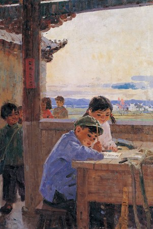 董希文 早课 布面油画
