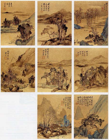 黎简 山水 设色纸本 册页(十开)