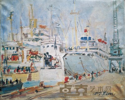 林达川 浦东造船厂 布面油画 37×46cm
