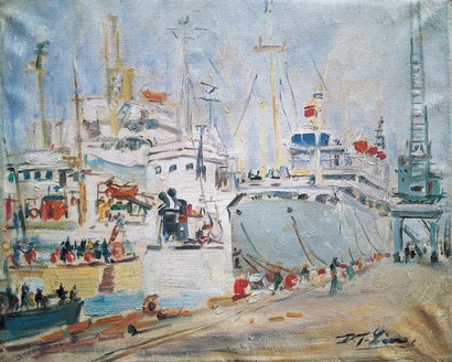 林达川 浦东造船厂 布面油画