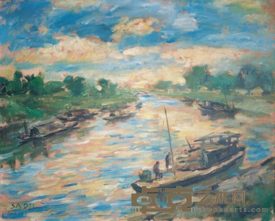 沙 耆 沙家村河畔 布面油画 73×90cm