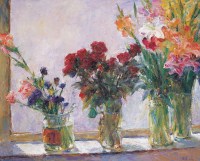 韦启美 窗台上的花卉 布面油画
