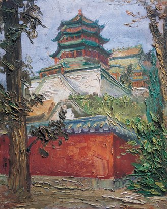 李宗津 颐和园 布面油画