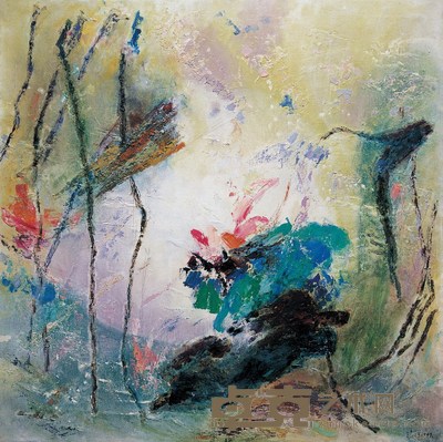 鸥 洋 夕阳之二 布面油画 110×110cm