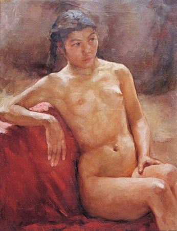 费以复 裸女 布面油画