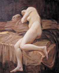 胡振宇 侧卧的女人体 布面油画