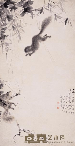 华嵒 女萝双鼠 114.5*58.5