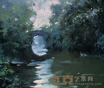 潘鸿海 风景·桥 布面油画 45*53