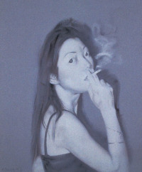 何森 抽烟的女孩 布面油画